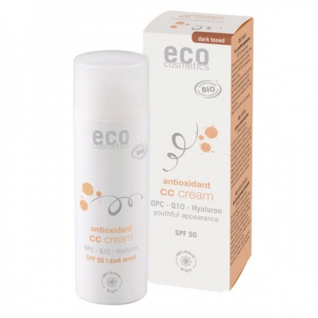 Eco Cosmetics Krem CC ciemny SPF 50 z OPC, Q10 i kwasem hialuronowym 50ml